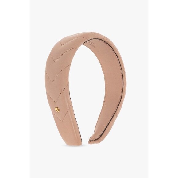 NWT GUCCI LEATHER POWDER HEADBAND ONE SIZE LIGHT NUDE - Picture 1 of 8